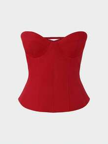 Sexy Fishbone Bustier Top, Suitable For Dates And Parties - Red - View 6