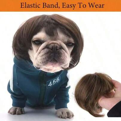 Elegant Short Wig, With Hair - Multipurpose Pet Wig, Suitable For Dogs And Cats, Great For Halloween, Christmas And Thanksgiving Parties | High-Temperature Fiber, Holiday Party Supplies, Pet Costume Accessories | Holiday Pet Wig | Curly Texture Wig, Pet Costume Wig