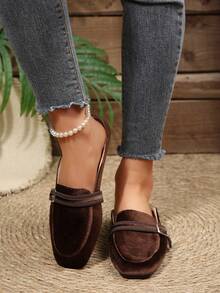 女士法式轻便平底拖鞋，春夏休闲软底凉鞋 - 咖啡棕 - 查看 4