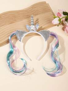 1件装女孩独角兽发箍，渐变亮片发饰，翅膀装饰头饰，可爱发箍，适合派对和节日佩戴