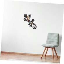 Escultura de Pared Gecko de Hierro Forjado, 15 x 7.5 Pulgadas, Decoración Artística para Interior y Exterior, Ideal para Jardín, Sala, Restaurante o Regalo Creativo - 15l x 7.5a cm+como se muestra 2 - Ver 3