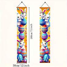 2 chiếc, hình phẳng 2D, biểu ngữ treo cửa hình thỏ và trứng Phục Sinh, chất liệu polyester, họa tiết trứng và quả trứng nhiều màu sắc, thích hợp trang trí đa năng cho các bữa tiệc ngày lễ và lễ Phục Sinh, nhà cửa, sân vườn, studio và các bữa tiệc sinh nhật ngoài trời. - Nhiều màu - Xem 9
