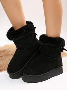 Women's Winter Snow Boots - Non-Slip Rubber Sole, Plush Thick Warm Thick-Soled Ankle Boots Women's Shoes, Suitable For Outdoor Wear... Thick Sole + Non-Slip, Suitable For Skiing And Cold Weather - 黑色 - 查看 3