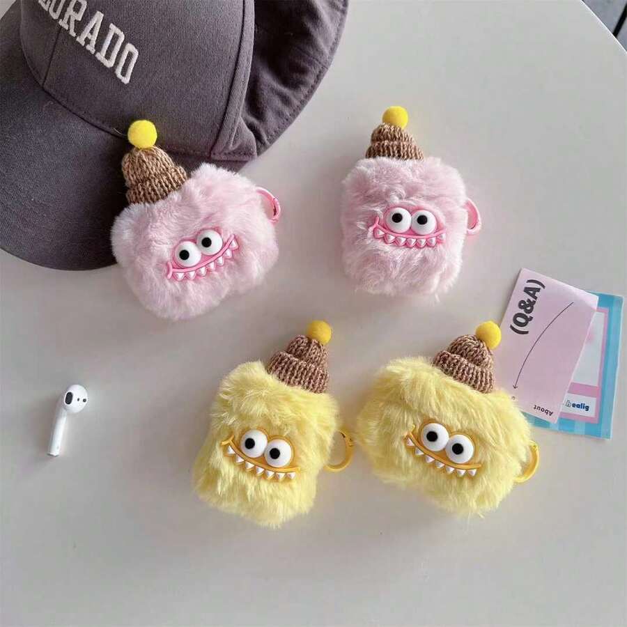 适用于苹果 Pro 3 的新款耳机保护套，也适用于毛绒娃娃 第四代卡通 Pro2/Pro Real 防摔 新款第三代/1/2 代可爱耳机保护软壳 - 黃色 - 查看 1