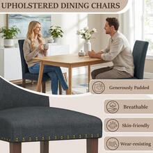 Kitchen Chairs, Set Of 2; Dining Room Chairs; Living Room Chairs; Upholstered Chairs With Solid Wood Legs; Padded Seat - Dark Grey - View 9