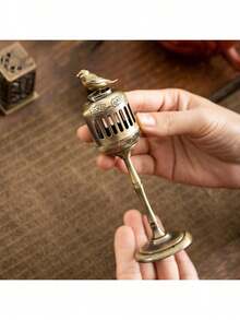 Gold Magpie Lantern Incense Burner, Vintage Style Tabletop Aromatherapy Decor, Incense Holder, Living Room Accessory, Metal Incense Burner, Home Temple Decoration, Aroma Therapy, Incense Stand, Incense Tower, Sandalwood Container, Tea Ceremony, Gift, Traditional Cultural Gift Gifts Birthday Graduation - Mocha Brown - View 6