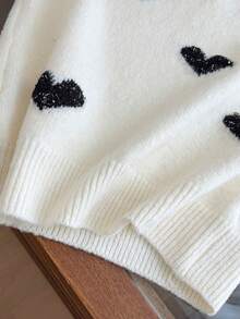 1 pieza Chaleco de mujer con cuello en V de lentejuelas en forma de corazón y contraste de color, versátil, suave y dulce, sin mangas, para usar en capas en el Día de San Valentín - Blanco - Ver 8