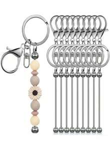 16pcs Blank Metal Beaded Keychain Pendant DIY Accessories Set, Suitable For Beaded Pendant Keychain Making, Jewelry Making Crafts - Keychain Accessory Kit - View 25