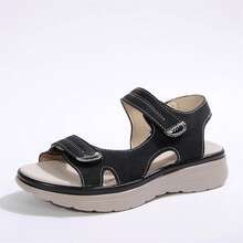 Summer Outdoor Travel Platform Sandals Womens Comfortable Sandals Slide Sport Sandals Comfy Open Toe Casual Flats Shoes Beach Walking - 黑色 - 查看 6