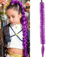 Skpop Witch Hunting Girl Group Cosplay Wig, Kids Lumi Purple Braided Pigtails Hairclip/Ponytail Hair Accessory, Festival Costume Gift Suitable For Family And Friends - Purple - View 10