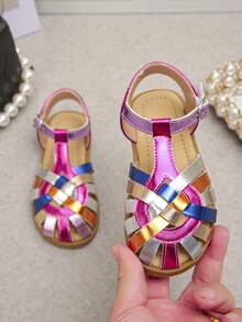 儿童彩虹编织金属凉鞋，带踝带 - 非常适合复活节和儿童生日派对 - 彩色 - 查看 4