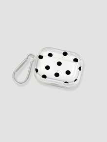 Black & White Polka Dot Clear Thickened Wireless Earbuds Case With Carabiner, Cute Retro Shockproof Cover, Compatible With Airpod Case ,Compatible With AirPods Pro (2nd Generation), Compatible With AirPods 3, Compatible With AirPods Pro, Compatible With AirPod1/2, Compatible With AirPods 4, Compatible With AirPods Pro3 - Clear - View 7