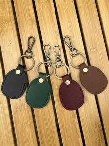 Leather Holder Keychain, Portable Handmade Leather Holder With Key Ring Fully Covered Protective Case, Compatible With AirTags 2021 Brown,PU Leather Small For AirTag Holder With Key Rings Protective Case Cover Accessories Faux Leather Airtag Case Keychain, Portable Handmade Faux Leather Air Tag Holder Bag Purse Charm Accessories - Multicolor - View 3