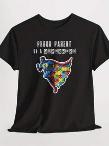 Awareness T-Shirt Proud Erhero Parent, Puzzle Piece Cape - 款式4 - 查看 1