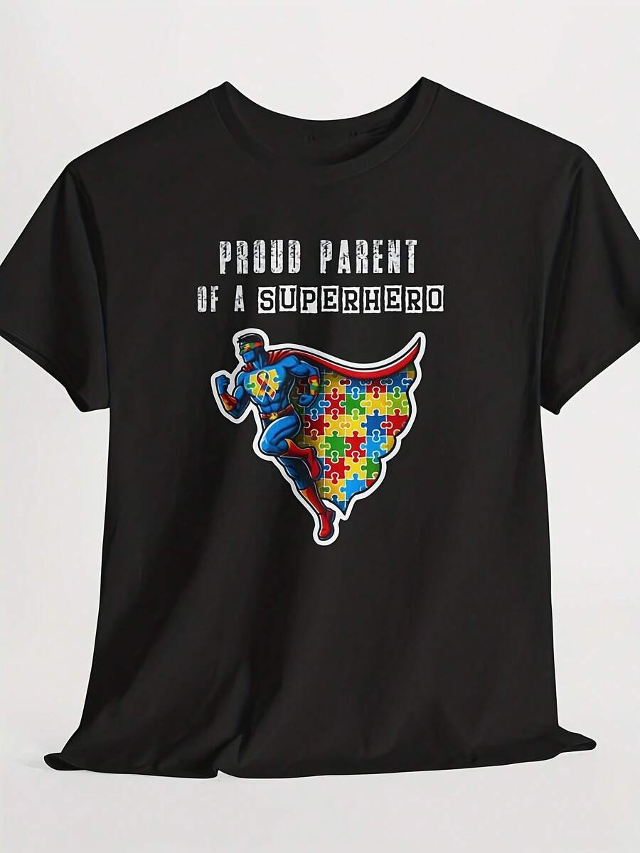 Awareness T-Shirt Proud Erhero Parent, Puzzle Piece Cape - 款式4 - 查看 1