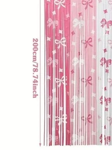 Dây tua rua nhựa màu hồng và trắng chủ đề nơ - dài 1x2m, bền chắc, chống mưa, với họa tiết nơ tinh tế, hoàn hảo cho sinh nhật, đám cưới, tiệc mừng em bé. - Nhiều màu - Xem 5