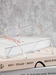 1pc Unisex Cat Eye Simple Clear Lens Glasses, Suitable For Computer Reading, Vacation Travel, Prescription Lenses Available