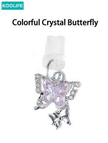 1pc Magnetic Wireless Charging Transparent TPU+PC Shock-Absorbing Phone Case With Large Hole, Camera Button Anti-Scratch, AI Photography Button, Compatible With IPhone 17 ProMax/17/17 Pro/17 11/12/12 Pro/12 Plus/13/13 Pro/13 Plus/13 ProMax/14/14 Plus/14 Pro/14 ProMax/15/15 Plus/15 Pro/15 ProMax/16/16 Plus/16 Pro/16 ProMax/16e, S26/S26 Ultra/S26 PLUS/S25 Ultra/S24 Plus/S23+/S22/A35/A55/A15/A16/A36/A56/A26/A54/S25 Edge - Transparent Shell With Silver-edged Crystal Butterfly Dust Plug - View 4