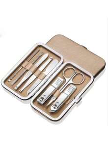 19/8pcs Professional Manicure & Pedicure Set, Stainless Steel Nail Clippers, Nail Care Tools Kit With Storage Case - Unisex Nail Grooming Set