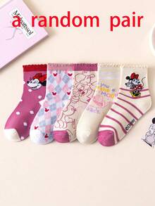 Disney 10/5 双袜子，可爱米妮公主图案过膝袜（女童款），卡通米奇保暖袜（男童款），透气儿童袜，圣诞礼物 - 彩色 - 查看 15