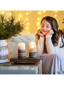 Base minimalista de madeira (1 peça), suporte simples de madeira para velas de aromaterapia com pés, suporte de madeira empilhável, organizador de mesa para decoração de sala de estar, banheiro e cozinha. - Castanho - Ver 6