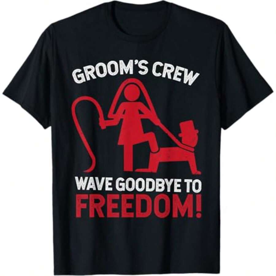 Groom's Crew T Shirt Groom Groomsmen Bachelor Party T-Shirt - 黑色 - 查看 1
