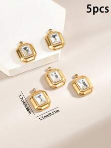 5 Pieces Stainless Steel DIY Jewelry Pendants, Stylish Moon And Sun Pendant Necklace Bracelet Accessories - Pendant 01 - View 3