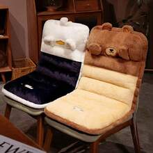 Cartoon Animal Integrated Seat Cushion, Home Chair Warm Protective Pad, Office Long-Sitting Back Cushion, One-Piece Butt Pad Floor Mat, Car Seat Cushion, Tricycle Seat Pad - Penguin Covering Face - View 6