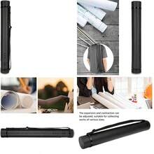 Tubo para planos, extensible con correa Tubo de almacenamiento de documentos, para carteles de mapas(black) - Negro - Ver 10