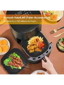 1 Estera de silicona para freidora de aire, bandeja para hornear, estera para horno, apta para sartén, fácil de limpiar y reutilizable, bandeja para hornear resistente al calor y antiadherente - Multicolor - Ver 4