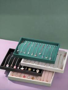 1 pieza Caja de almacenamiento de collares, bandeja de exhibición de joyas con tapa transparente para collares y colgantes, adecuada para mujeres y niñas, soporte en forma de T, bandeja de joyas de terciopelo, soporte para anillos, gabinete de exhibición, exhibición de joyas, caja de almacenamiento de anillos - Multicolor - Ver 8