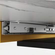 Extendable Dining Table (120-160 X 80cm), Kitchen/Living Room Table, Extendable Dining Table (Extends Up To 160cm Via An Integrated Insert Plate), Dining Table With Gold-Tone Crossed Legs - Black - View 3