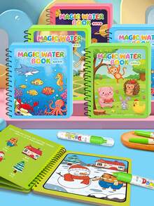 1pc Reusable Magic Water Painting Book With Water Pen, Colorful Magic Pen Drawing Set - 彩色 - 查看 5