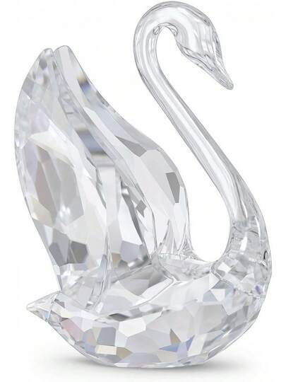 Signum Swan Ornament, Clear Crystal Swan Figurine, From The Iconic Swan Collection