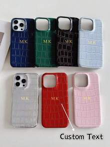 1 chiếc ốp lưng điện thoại giả da cá sấu cao cấp, cá nhân hóa, phù hợp với 17/16/15/14/13/12/11 Pro/XS Max/X/XR Plus, món quà tuyệt vời cho Ngày Valentine, sinh nhật, các ngày lễ, phù hợp cho cả nam và nữ, sản phẩm tùy chỉnh. - Xanh đậm - Xem 7