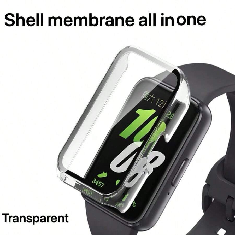 Galaxy Fit 3 Unisex Watch Case + Screen Glass Film, Shockproof And Scratch-Resistant Hard PC Shell, Compatible With High-Definition Tempered Glass Screen Protector, Protecting Wrist From Injury - Clear - View 1