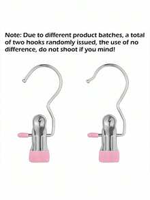 10个装不锈钢衣夹带挂钩，便携式不锈钢衣夹带挂钩 - 多用途夹子，可用于夹衣服、裤子、帽子、靴子，带防滑挂钩，装饰、收纳整理、泳装、春季、简约风格、夏季 - 彩色 - 查看 6
