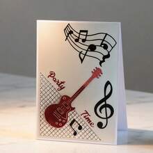 Creative Guitar Cutting Dies, DIY Scrapbooking Album And Embossing Stencil, Greeting Card Making Tool, Card Paper Cutting Crafts ,Gift Card Making Template Die Cuts. - Silver - View 2