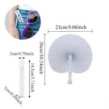 White Paper Folding Fan, Round Shaped, Wedding Ceremony Supplies - White - View 5