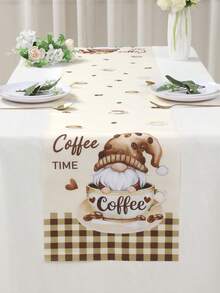 1pc Brown Gnome Table Runner,Gnome Design Table Cloth,Festive Dining Table Cover,Decor For Home,Holiday Decoration For Kitchen , Dining Decor Table Runner,Valentine's Day Decor,Holiday Gift - Coffee Doll - View 4