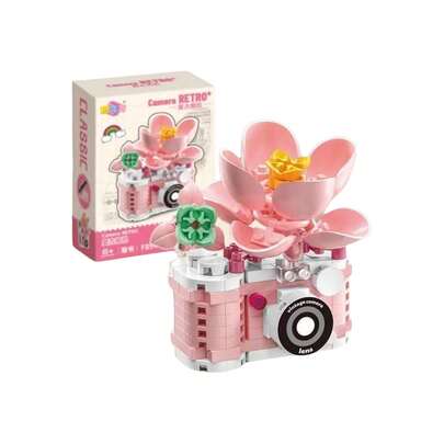 300+ PCS Vintage Flower Camera Micro Building Blocks Set – DIY Mini Camera & Floral Assembly Model Toy, Creative Artistic Desktop Decor, Stress Relief Construction Bricks, Mini Blocks Kit, Ideal Birthday, Valentine's Day & Holiday Gift For Men & Women