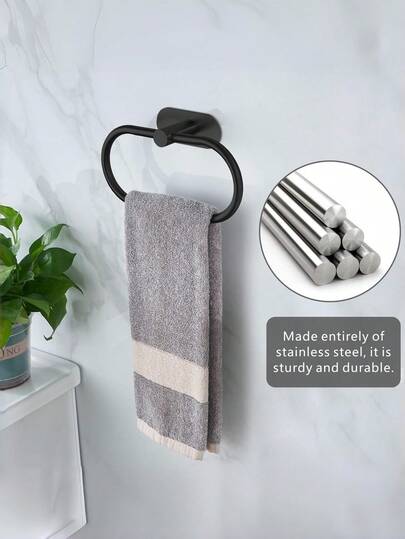 1pc Stainless Steel Flip Towel Rack - No Drilling Required, Wall Mounted For Bathroom And Kitchen, Space-Saving Square Design Suitable For RVs, Tiles, Wood, Glass Or Metal Surfaces. Modern Style Towel Holder, Durable And Easy To Install.