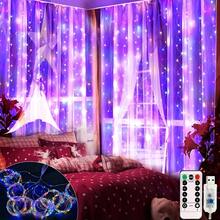 1pc 300cm USB LED Curtain Light String, Christmas Room Decoration, Remote Control 8 Function Light Garland ,Wedding And Birthday Curtain Decoration - 多色光 - 查看 10