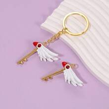 1pc 2025 Latest Trending Cross-Border Card Captor Sakura Necklace, Magical Girl Sakura's Bird Staff Keychain Pendant, Birthday Gift, Halloween Gift, Party Gift, Best Gift - Multicolor - View 2