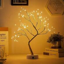 108 LED Copper Bonsai Tree Light With Dual Power Options Of USB And Battery, Warm White Decorative Light, Suitable For Bedroom Desktop And Indoor Party Decoration (Non Rechargeable AA Battery) - Warm white light - View 8