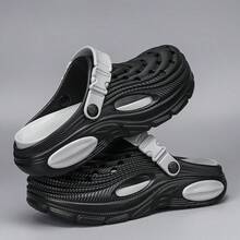 Men's New Breathable Clogs Sandals, Soft Sole Non-Slip Comfortable Slippers For Indoor/Outdoor, Beach, Lightweight & Flexible EVA Material, Thick Sole Comfortable Feeling, Suitable For Summer (Size Run Small, Please Order One Size Up) - Black and Gray - View 4