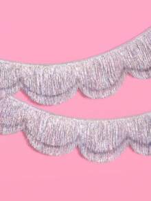 2 件装金色扇形多层流苏花环 - 女士生日装饰，闪亮流苏花环，5 英尺流苏花环，金色生日装饰，单身派对装饰，生日派对装饰，生日快乐横幅，拍照背景花环，新娘送礼会花环，情人节装饰