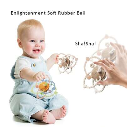 Jouets de dentition Manhattan pour bébé, ballon de dentition sensoriel pour nourrissons, jouet de hochet pour bébé, jouet Manhattan pour tout-petits, cadeau de soulagement de la dentition pour garçons et filles