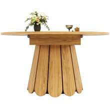 Extendable Dining Table, Kitchen Table, Balcony Table, Wooden Table. Round Table Extends Into An Oval Shape, 118-158 Cm, Seats Up To 6 People, Made Of Wood. - Camel - View 7