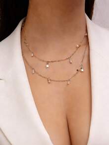 1件波西米亚风双层星星吊坠项链，精致简约的女士项链，适合日常、约会、派对等场合。 - 星星 - 查看 6